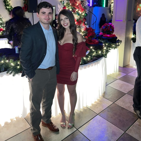 Oh Polly Can’t Get Enough Bardot Puff Sleeve Mini Ruched Dress Red Maroon 2 XS - Picture 8 of 9